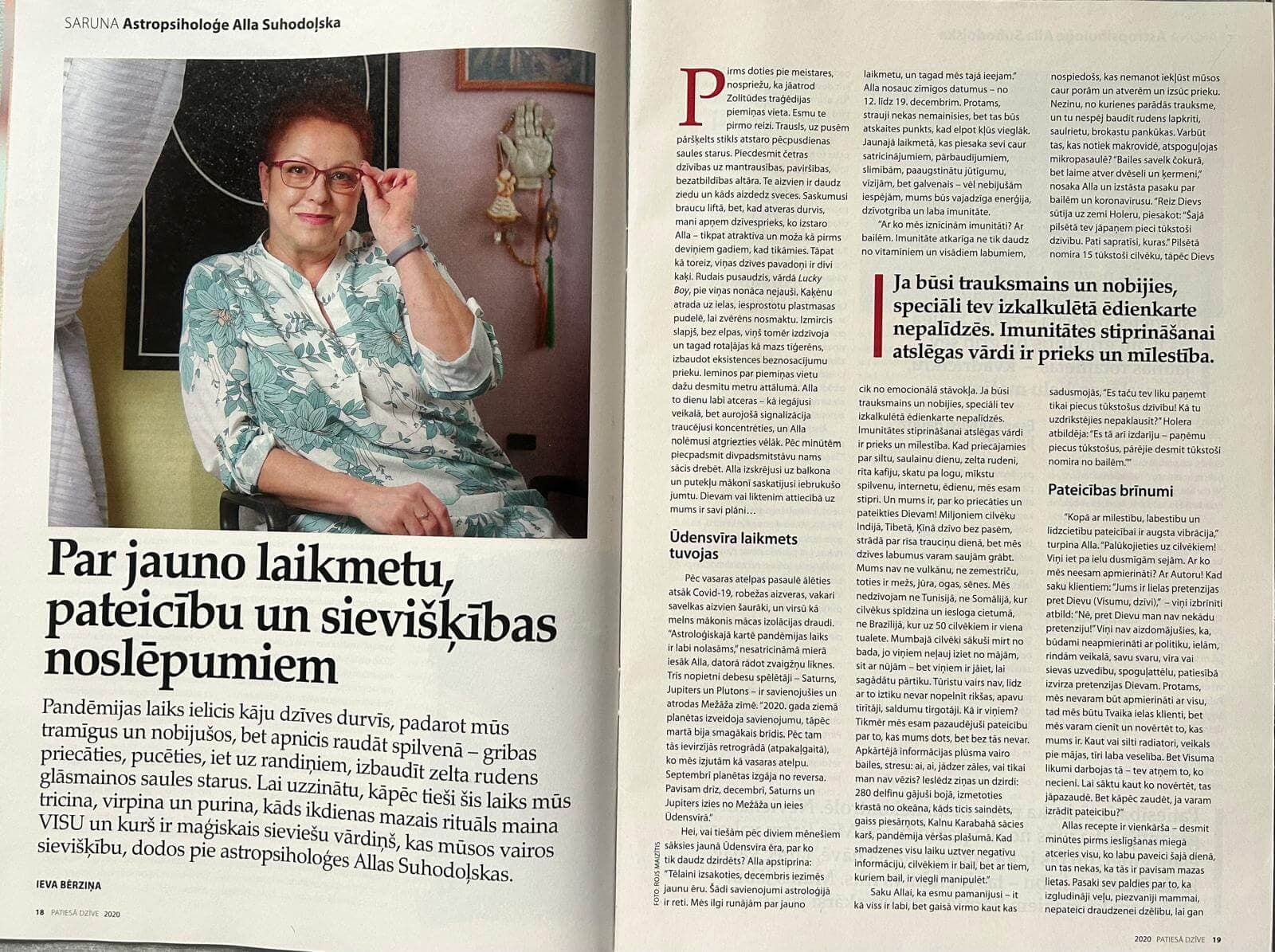Публикация в Журнал “Patiesā Dzīve” - Алла Суходольская, астролог